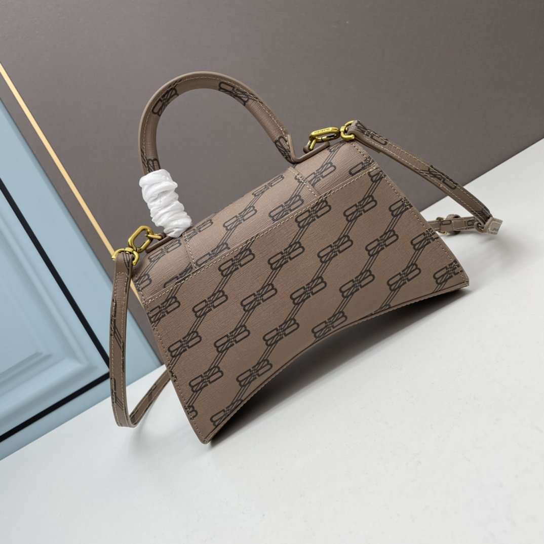 Balenciaga Hourglass Handle Bag Logo Brown