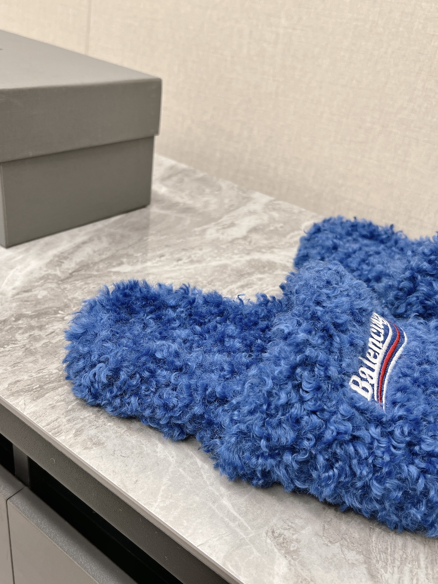 Balenciaga Furry Slide Blue