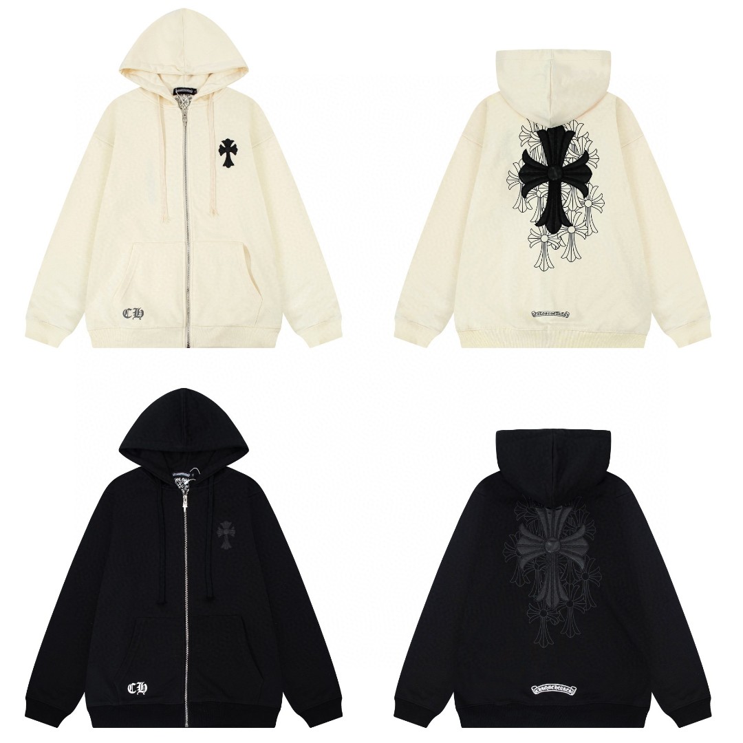 Chrome Hearts Classic Horseshoe Logo Cross Appliquéd Leather Letterman Long Sleeve Jacket Black