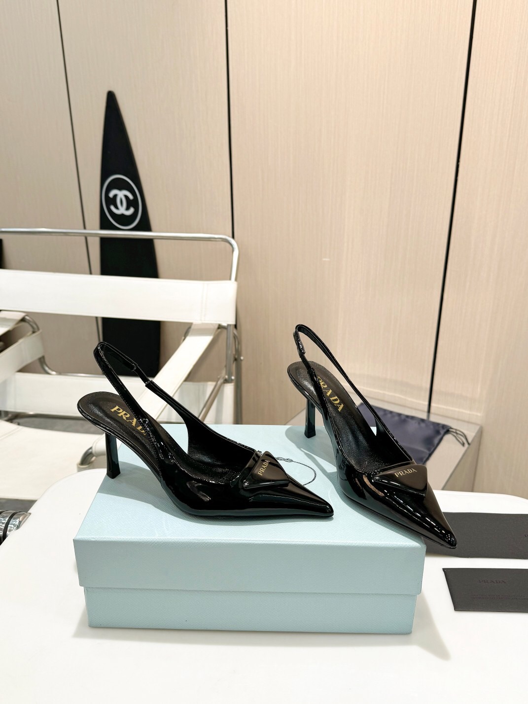 Prada Patent leather slingback Pumps Heel 7.5cm