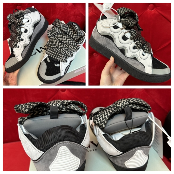 Lanvin Leather Curb Grey White Black