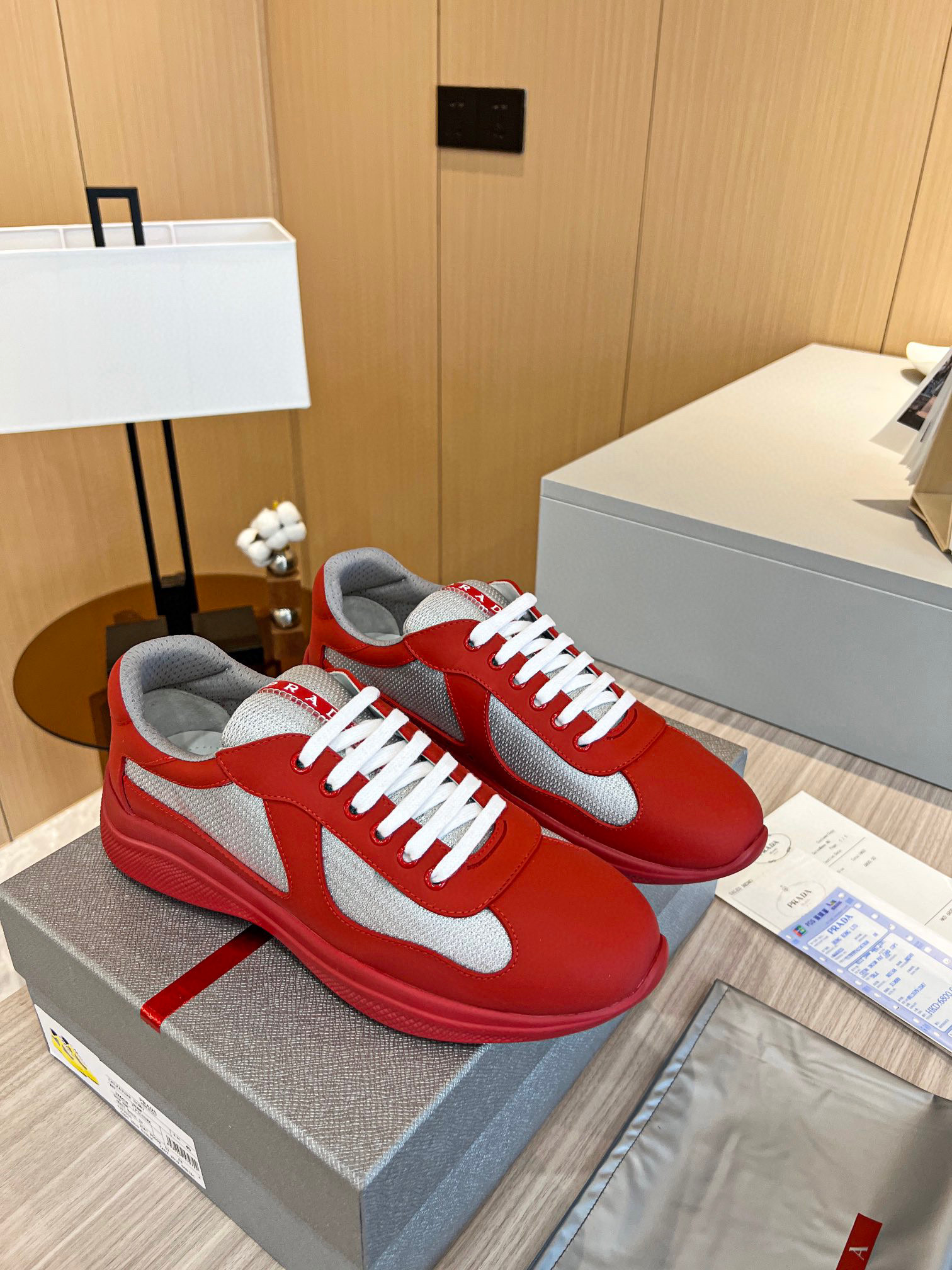 Prada America’s Cup Soft Rubber and Bike Fabric Sneakers Red 4E6500_3LLJ_F0011_F_025